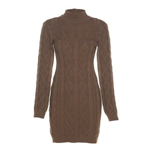 Load image into Gallery viewer, Fashion Woolen Knitted Dress for Autumn Winter Long-sleeved Round Turtleneck Open Back Slim Women Sexy Dress
