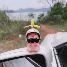 Load image into Gallery viewer, Helmet Little Pink Pig Car Accessories Wind Broken Car Cute Little Pink Pig With Helmet Propeller Wind-breaking Duck Road Bike Motor Helmet Riding Cycling Car Decor