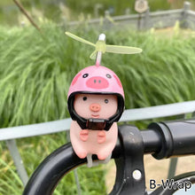 Load image into Gallery viewer, Helmet Little Pink Pig Car Accessories Wind Broken Car Cute Little Pink Pig With Helmet Propeller Wind-breaking Duck Road Bike Motor Helmet Riding Cycling Car Decor