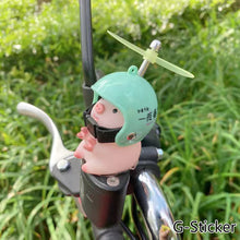 Load image into Gallery viewer, Helmet Little Pink Pig Car Accessories Wind Broken Car Cute Little Pink Pig With Helmet Propeller Wind-breaking Duck Road Bike Motor Helmet Riding Cycling Car Decor