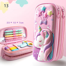 Load image into Gallery viewer, 3D Unicorn EVA Cute Pencil Box School Student Stationery Box Children Pencil Storage Box Three Layer Large Capacity Pencil Case
