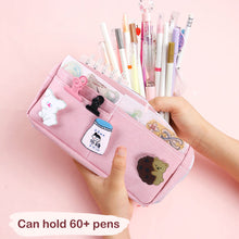 Load image into Gallery viewer, kawaii Large Capacity Pencil Case Canvas Clamshell Pen Bag Candy Organizer Pouch Makeup Bags Stationery Storage Box School Supplies Kids Gift