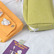 Load image into Gallery viewer, kawaii Large Capacity Pencil Case Canvas Clamshell Pen Bag Candy Organizer Pouch Makeup Bags Stationery Storage Box School Supplies Kids Gift