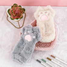 Load image into Gallery viewer, Cut Cat Paw Pencil Bag Soft Plush Cosmetics Pouch Large Capacity Pencil Case Pen Holder School Supplies Stationery Organizer