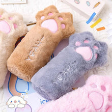 Load image into Gallery viewer, Cut Cat Paw Pencil Bag Soft Plush Cosmetics Pouch Large Capacity Pencil Case Pen Holder School Supplies Stationery Organizer