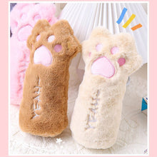 Load image into Gallery viewer, Cut Cat Paw Pencil Bag Soft Plush Cosmetics Pouch Large Capacity Pencil Case Pen Holder School Supplies Stationery Organizer