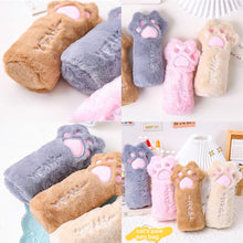 Load image into Gallery viewer, Cut Cat Paw Pencil Bag Soft Plush Cosmetics Pouch Large Capacity Pencil Case Pen Holder School Supplies Stationery Organizer