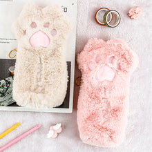 Load image into Gallery viewer, Cut Cat Paw Pencil Bag Soft Plush Cosmetics Pouch Large Capacity Pencil Case Pen Holder School Supplies Stationery Organizer