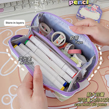 Load image into Gallery viewer, Large Capacity Classic Checkerboard Pencil Case Waterproof Double-layer Stationery Box Storage Bag Travel Cosmetic Bag