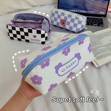 Load image into Gallery viewer, Large Capacity Classic Checkerboard Pencil Case Waterproof Double-layer Stationery Box Storage Bag Travel Cosmetic Bag