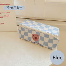 Load image into Gallery viewer, Large Capacity Classic Checkerboard Pencil Case Waterproof Double-layer Stationery Box Storage Bag Travel Cosmetic Bag
