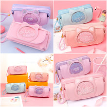 Load image into Gallery viewer, Cute Pencil Case Quicksand Cat Pencil Bag Three Layers Big Pen Case Girls Kawaii Stationery Bag Cartoon Animals Pen Bag Student