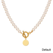 Load image into Gallery viewer, Vintage Pearl Necklace Disc Pendant Necklace Niche Clavicle Chain Simple Necklace Jewelry Accessories