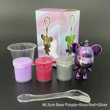 Load image into Gallery viewer, 6.5cm/8cm Fluid Bear Set Handmade DIY Graffiti Bearbrick Keychain Manual Parent-child Toys Fluid Painting Violent Bear