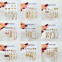 Load image into Gallery viewer, Fashion Simple Geometric Metal Earrings Set Butterfly Pearl Earrings Jewelry Accessories for Women