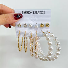 Load image into Gallery viewer, Fashion Simple Geometric Metal Earrings Set Butterfly Pearl Earrings Jewelry Accessories for Women