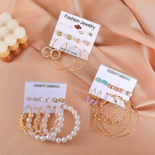 Load image into Gallery viewer, Fashion Simple Geometric Metal Earrings Set Butterfly Pearl Earrings Jewelry Accessories for Women