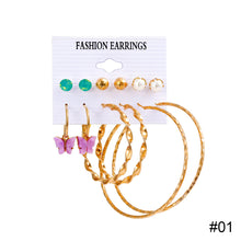 Load image into Gallery viewer, Fashion Simple Geometric Metal Earrings Set Butterfly Pearl Earrings Jewelry Accessories for Women