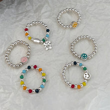 Load image into Gallery viewer, Colorful Beaded Smiley Beaded Rings Niche Design Rings Colorful Rings Elastic Rope Ring Women Jewelry Accessories