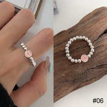 Load image into Gallery viewer, Colorful Beaded Smiley Beaded Rings Niche Design Rings Colorful Rings Elastic Rope Ring Women Jewelry Accessories