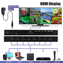 Load image into Gallery viewer, 4K HDMI Multiviewer 8x1 1080p Quad Screen Multi Viewer 8 in 1 seamless hdmi switcher Switch for PS4 DVD Camera PC To TV Monitor