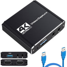 Load image into Gallery viewer, 4K Video Capture Card USB 3.0 USB2.0 HDMI-compatible Grabber Recorder for PS4 Game DVD Camcorder Camera Recording Live Streaming