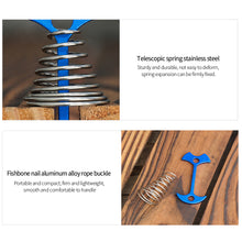 Load image into Gallery viewer, 5/10Pcs Tent Rope Buckle Adjustable Plank Floor Spring Fishbone Anchor Tent Pegs Awning Fixed Nails Camping Tent Hooks