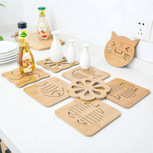Load image into Gallery viewer, Wooden Coaster Cute Kitchen Fibre Wood Board Anti-heat Hot Pot Table Place Mat Coaster Anti Slip Pad