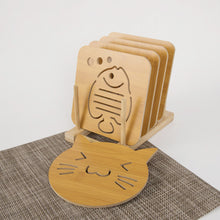 Load image into Gallery viewer, Wooden Coaster Cute Kitchen Fibre Wood Board Anti-heat Hot Pot Table Place Mat Coaster Anti Slip Pad