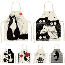 Load image into Gallery viewer, Cute Waterproof Kitchen Apron Cartoon Cat Household Oil-Proof Coffee Chef Apron Women Baking BBQ Accessories