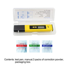 Load image into Gallery viewer, PH Meter 0.01 PH +Battery/Powder High Precision Water Quality TDS EC Tester 0-14 PH Measurement Range For Aquarium Swimming Pool