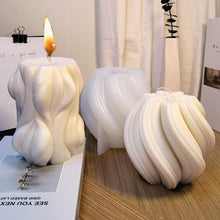 Load image into Gallery viewer, DIY Geometric Wave Stripe Column Silicone Candle Mould Rotating Silicone Candle Mould for Aromatherapy Home Decor