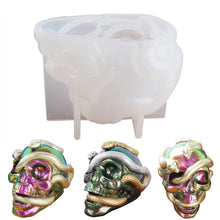 Load image into Gallery viewer, Skull Double Snake Head DIY Epoxy Resin Mold Candle Silicone Moulds Halloween Haunted Horror House Home Decoration