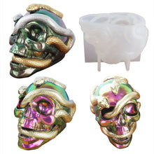 Load image into Gallery viewer, Skull Double Snake Head DIY Epoxy Resin Mold Candle Silicone Moulds Halloween Haunted Horror House Home Decoration
