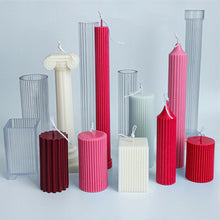 Load image into Gallery viewer, 1PC DIY Long Pole Stripe Candle Mold Soap Making Large Cylinder Rib Church Party Handmade Craft Candle Making For Church Home