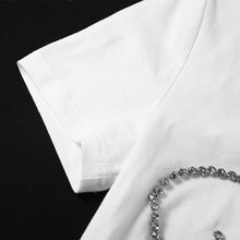 Load image into Gallery viewer, Summer Breathable Women Solid Color All-match Fashion Wild Rhinestone Short-sleeved Slim T-shirt