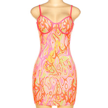 Load image into Gallery viewer, Sexy Babes Artistic Line Print Summer Suspenders Halter Lowcut Short Strapless Back Slim Hip Dress