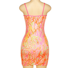 Load image into Gallery viewer, Sexy Babes Artistic Line Print Summer Suspenders Halter Lowcut Short Strapless Back Slim Hip Dress
