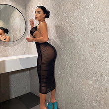 Load image into Gallery viewer, New Sexy Hot Girl Tube Halterneck Open Back Mesh Perspective Pleated Slim Fit Hip Dress