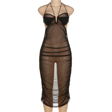 Load image into Gallery viewer, New Sexy Hot Girl Tube Halterneck Open Back Mesh Perspective Pleated Slim Fit Hip Dress