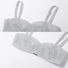 Load image into Gallery viewer, Silver Shining Sexy Nightclub Halter Top Camisole + Slim Pack Hip Skirt Set Fashion Two-piece Suit