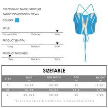 Load image into Gallery viewer, Street Shot Fashion Sexy Stitching See-through Mesh Strapping Halterneck Beautiful Open Back Slim T-shirt Navel Crop Tops