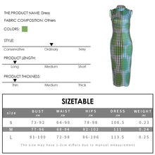 Load image into Gallery viewer, Street Shooting Fashion Plaid Print Gradient Color Round Neck Elegant Women Long Slim Fit Hip Dress