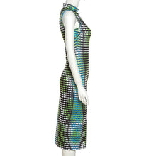 Load image into Gallery viewer, Street Shooting Fashion Plaid Print Gradient Color Round Neck Elegant Women Long Slim Fit Hip Dress