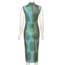 Load image into Gallery viewer, Street Shooting Fashion Plaid Print Gradient Color Round Neck Elegant Women Long Slim Fit Hip Dress
