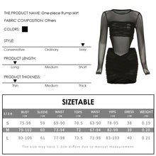 Load image into Gallery viewer, Sexy Mesh Pleated Bodysuit See-through Hip Skirt Set Black Waist Hollow Skirt Suit For Nightclub Party Dating
