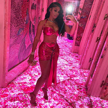 Load image into Gallery viewer, Nightclub Party Fashion Sexy Navel Halterneck Top + Lace-up Wrap Hip Skirt Slim Fit Open Back Suit