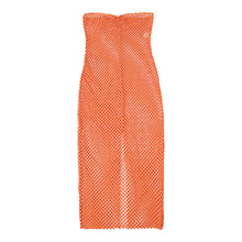 Load image into Gallery viewer, Hollow Mesh Sexy Tube Top Perspective Nightclub Party Lowcut Solid Color Long Slim Fit Wrap Hip Dress