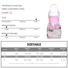 Load image into Gallery viewer, 3D Anime Face Print Pink Fashion Sexy Babes Halterneck Off Shoulder Open Back Slim Fit Wrap Hip Dress