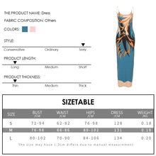 Load image into Gallery viewer, Contrast Color Fashion Print Off Shoulder Sling Lowcut Slim Fit Open Back Long Hollow Sexy Wrap Hip Dress
